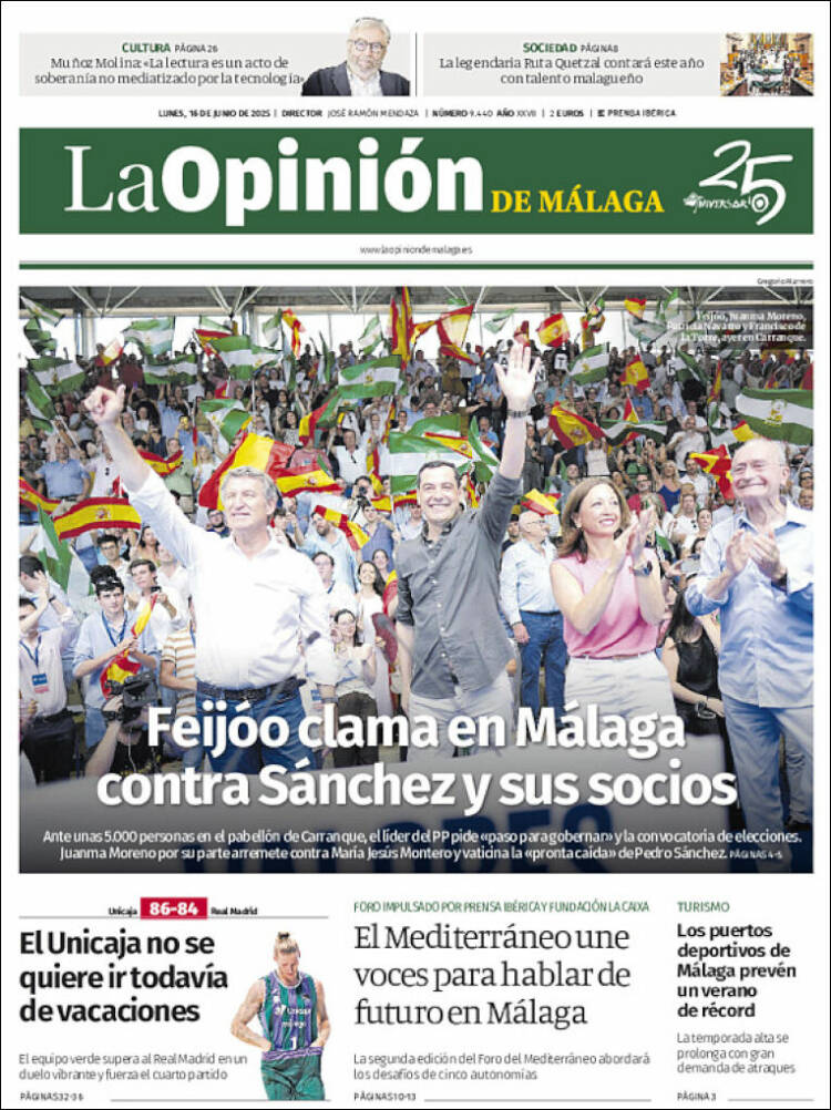 Portada de La Opinión de Málaga (España)