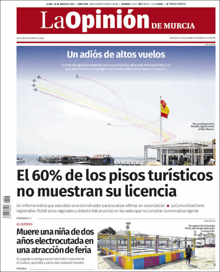 Portada de La Opinión de Murcia (España)