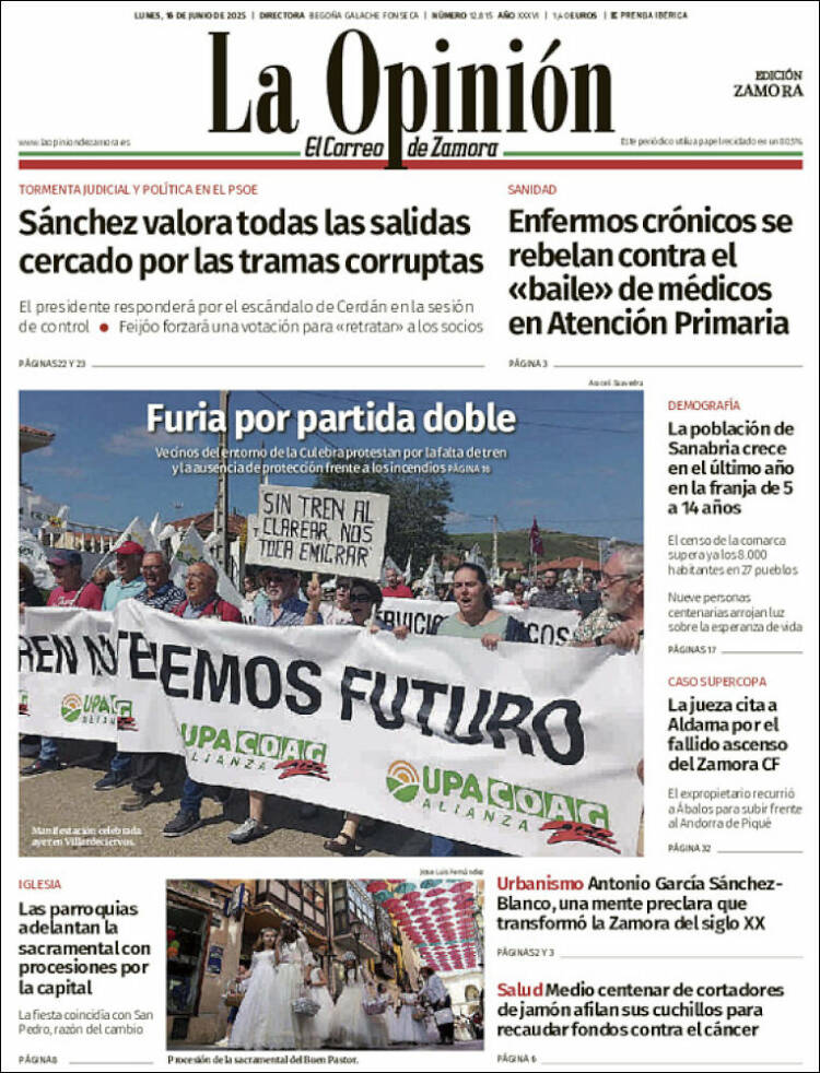 Portada de La Opinión - El Correo de Zamora (España)