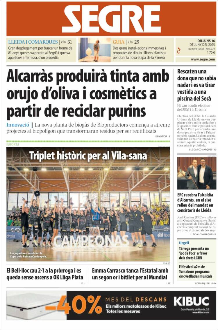 Portada de Segre (España)