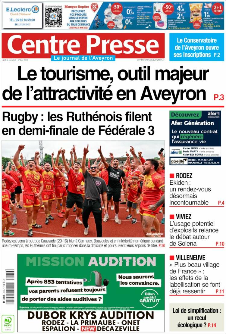Portada de Centre Presse (France)