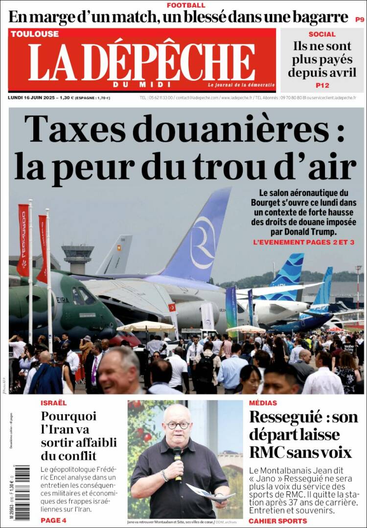 Portada de La Dépêche du Midi (Francia)