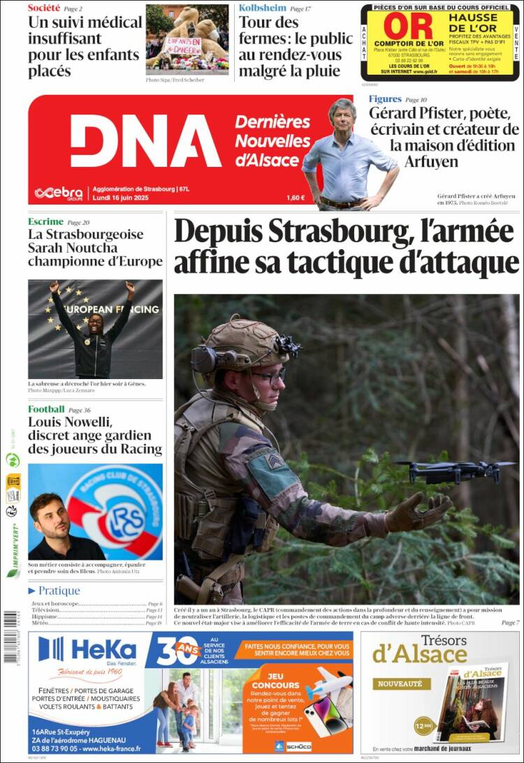 Portada de Les Dernières Nouvelles d'Alsace (France)