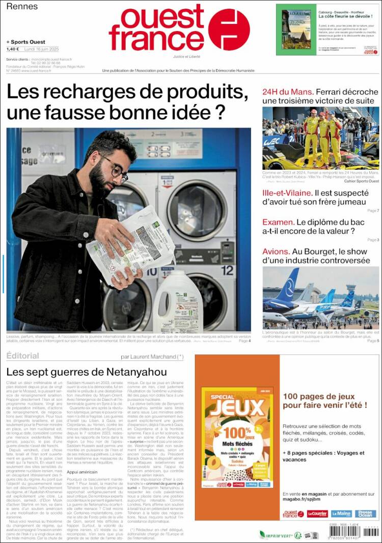 Portada de Ouest France (France)