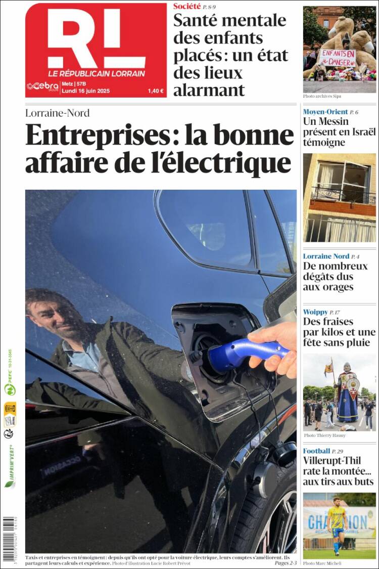 Portada de Le Republicain Lorrain (France)