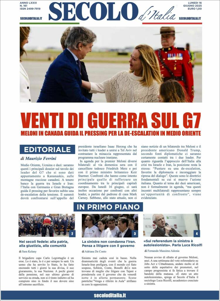 Portada de Secolo d'Italia (Italia)
