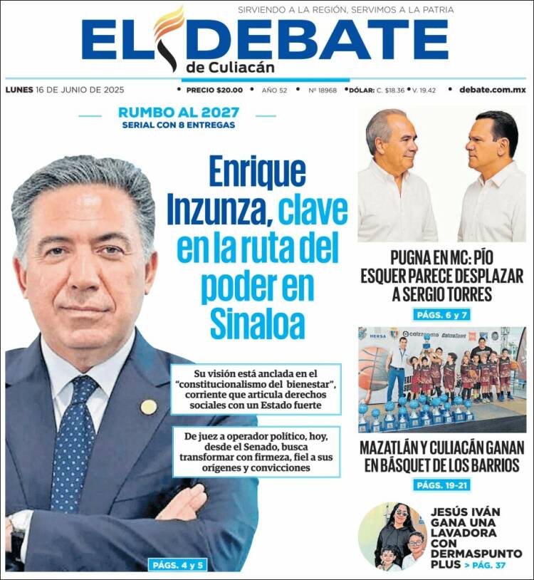 Portada de El Debate de Culiacán (México)
