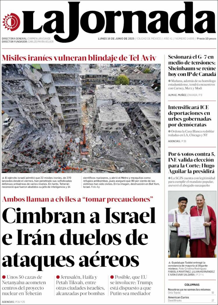 Portada de La Jornada (México)