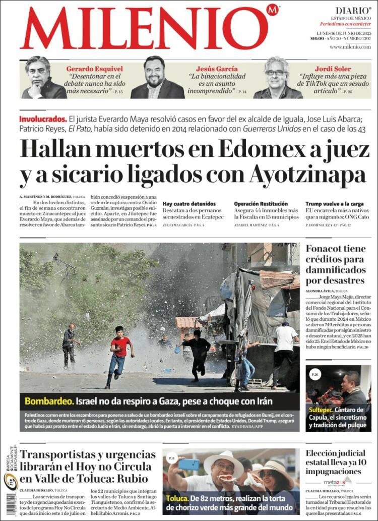 Portada de Milenio - Estado de México (México)