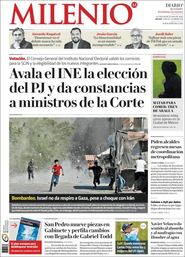 Portada de Milenio de Monterrey (México)