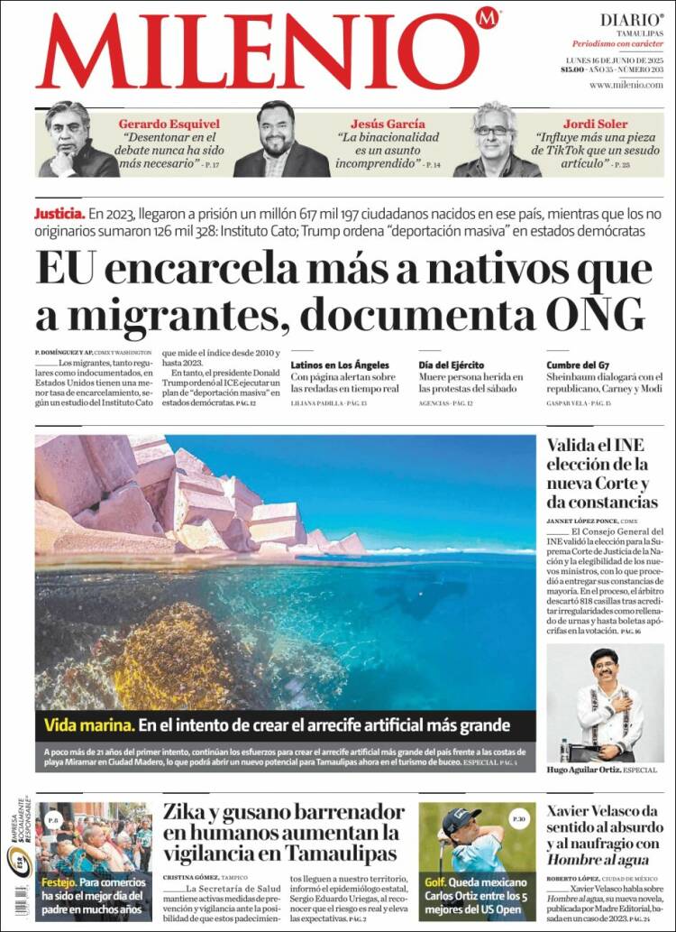 Portada de Milenio - Tamaulipas (México)