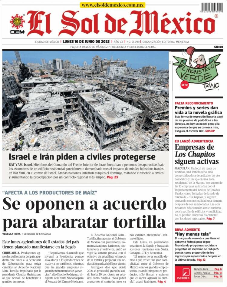 Portada de El Sol de México (México)