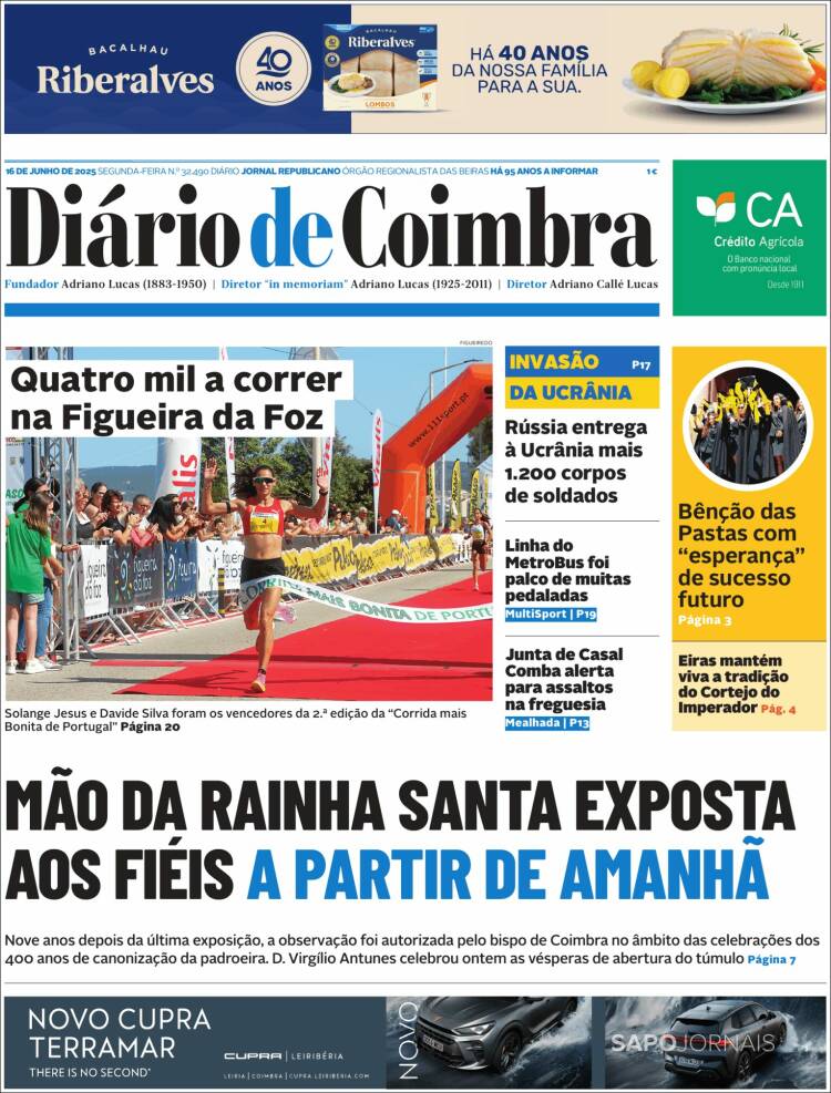 Portada de Diário de Coimbra (Portugal)