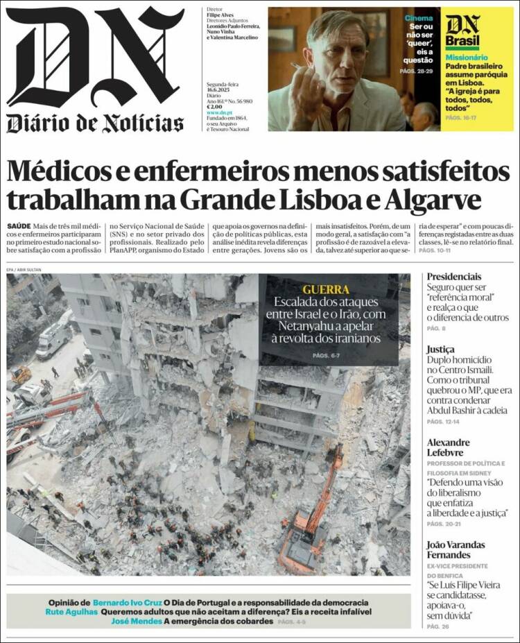 Portada de Diário de Noticias (Portugal)