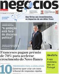 Portada de Jornal de Negócios (Portugal)