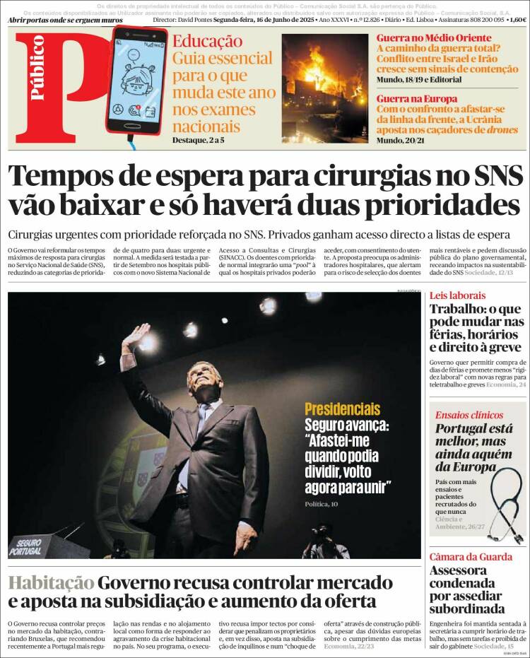 Portada de Público (Portugal)