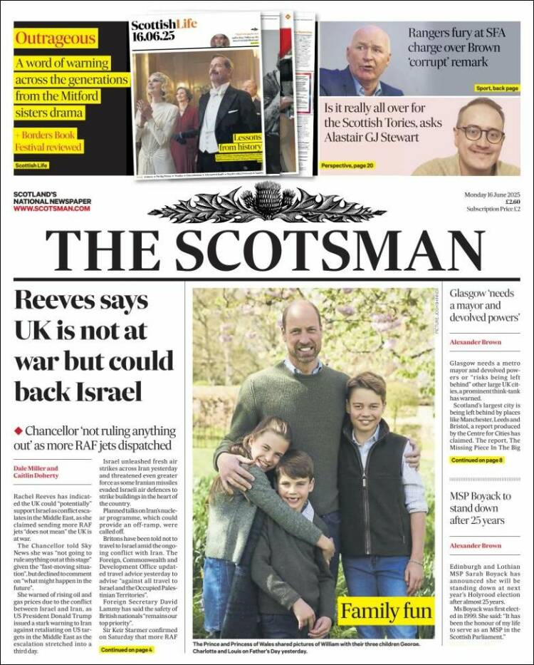 Portada de The Scotsman (Reino Unido)