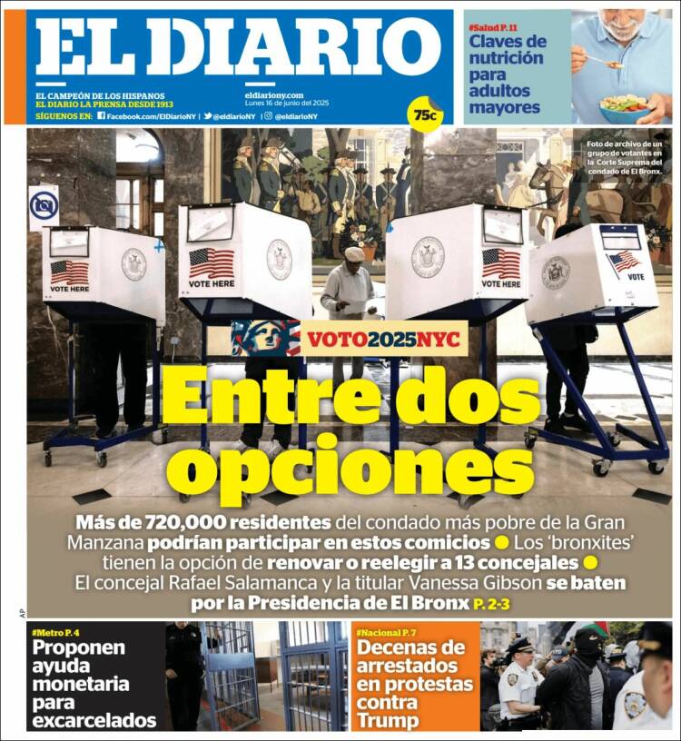 Portada de El Diario NY (USA)