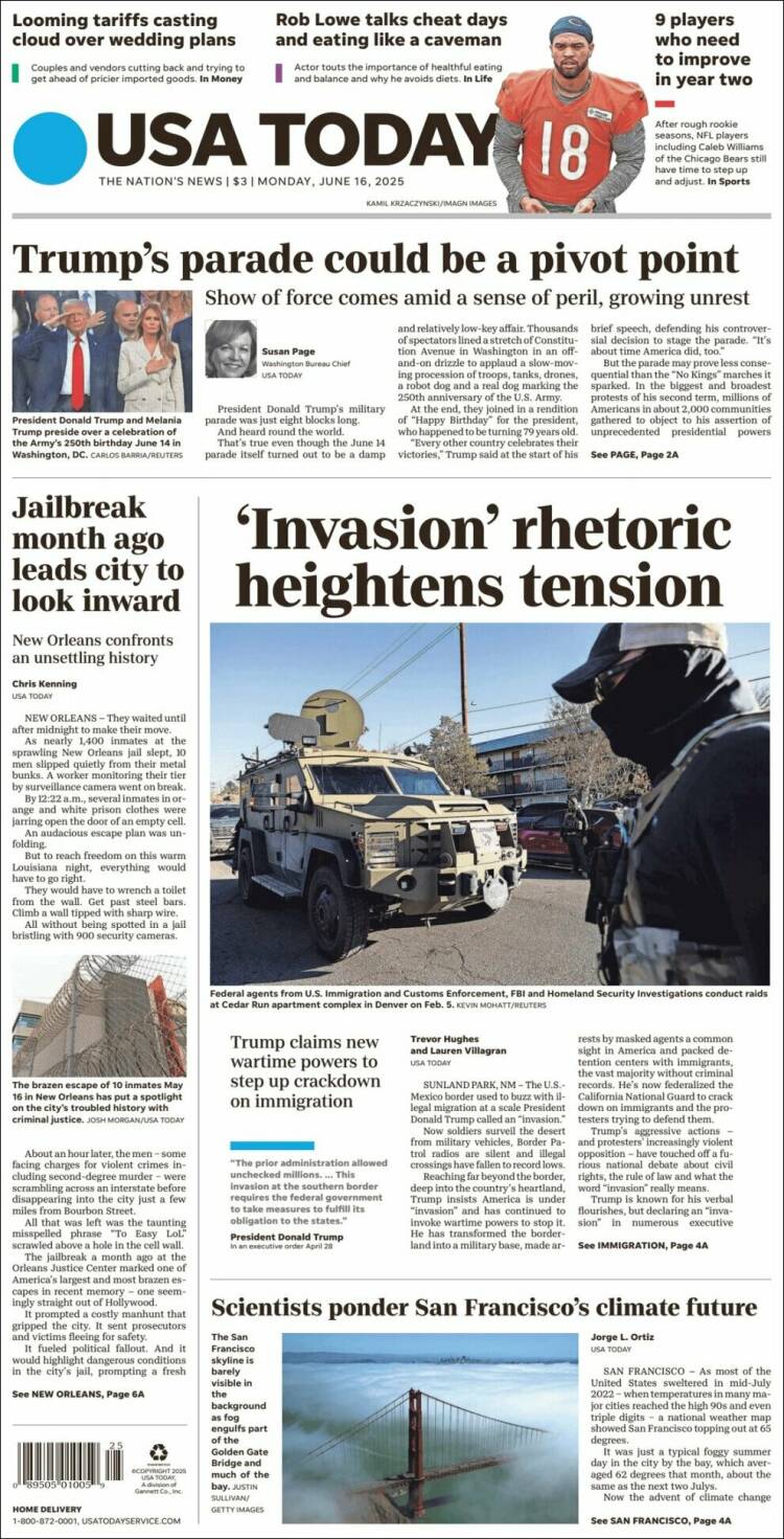 Portada de USA Today (USA)