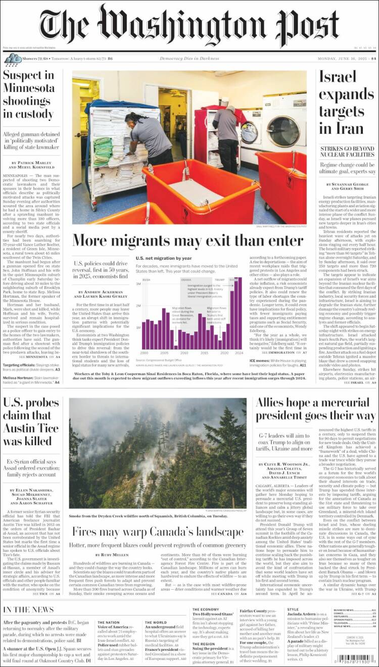 Portada de The Washington Post (USA)