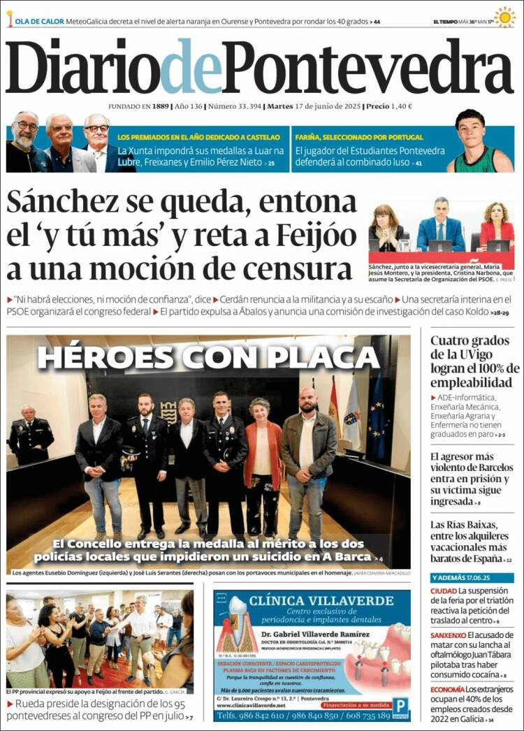 Portada de Diario de Pontevedra (España)