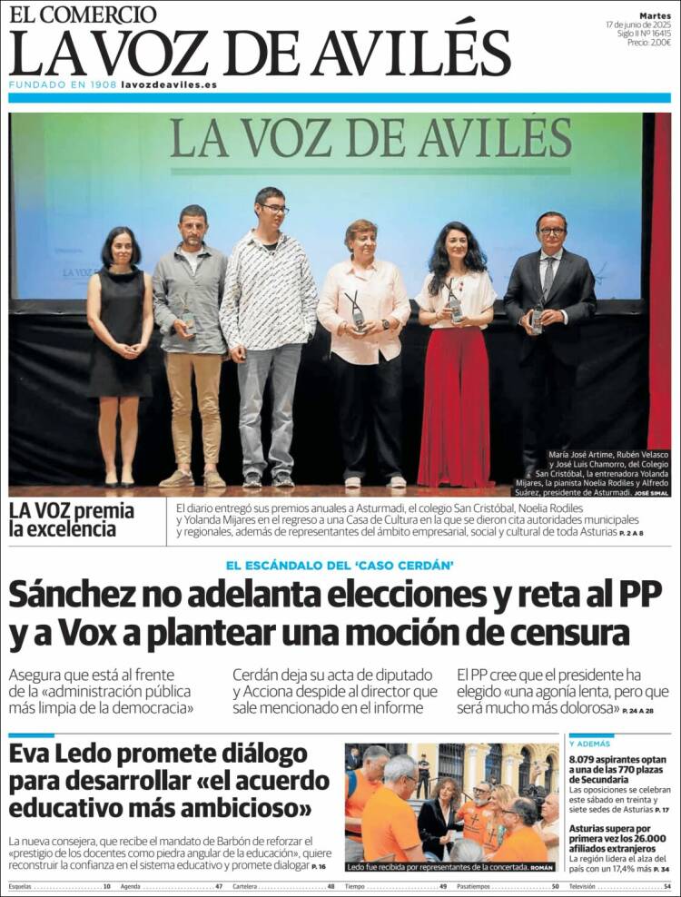 Portada de El Comercio - Avilés (España)