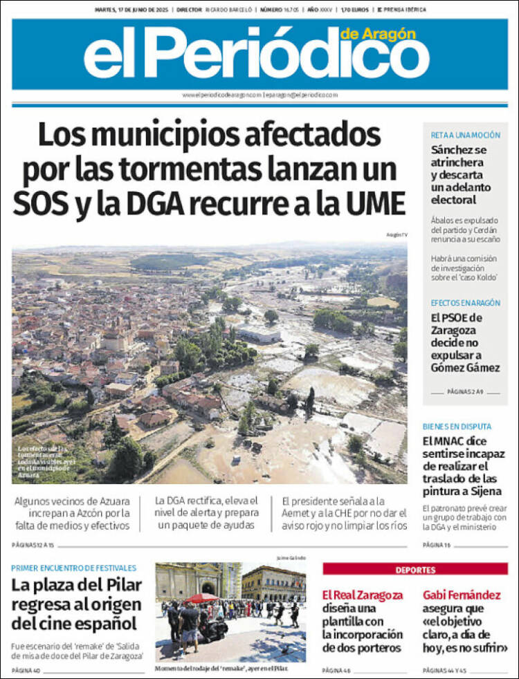 Portada de El Periódico de Aragón (Spain)