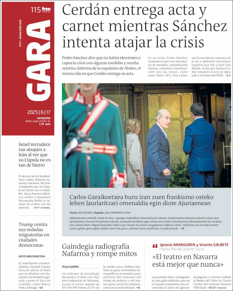 Portada de Gara (España)