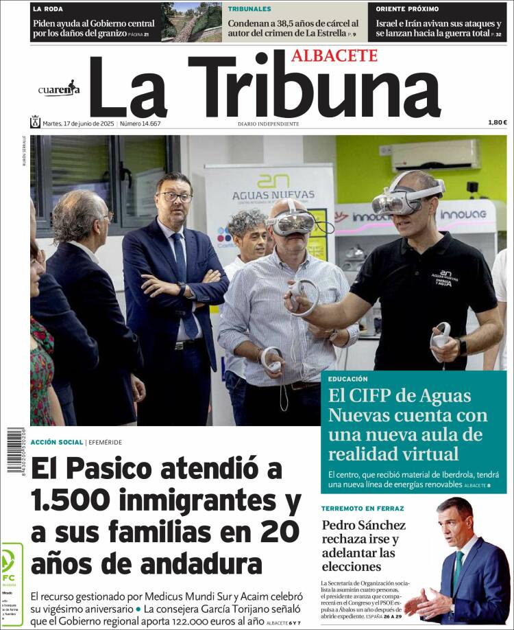 Portada de La Tribuna de Albacete (España)