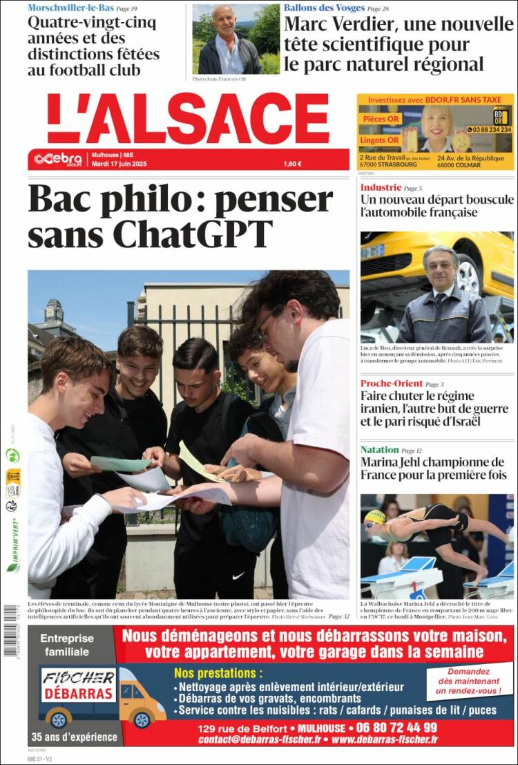 Portada de Journal L'Alsace (France)