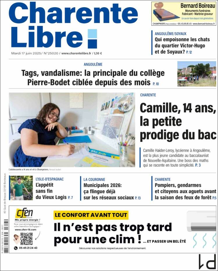 Portada de Charente Libre (France)