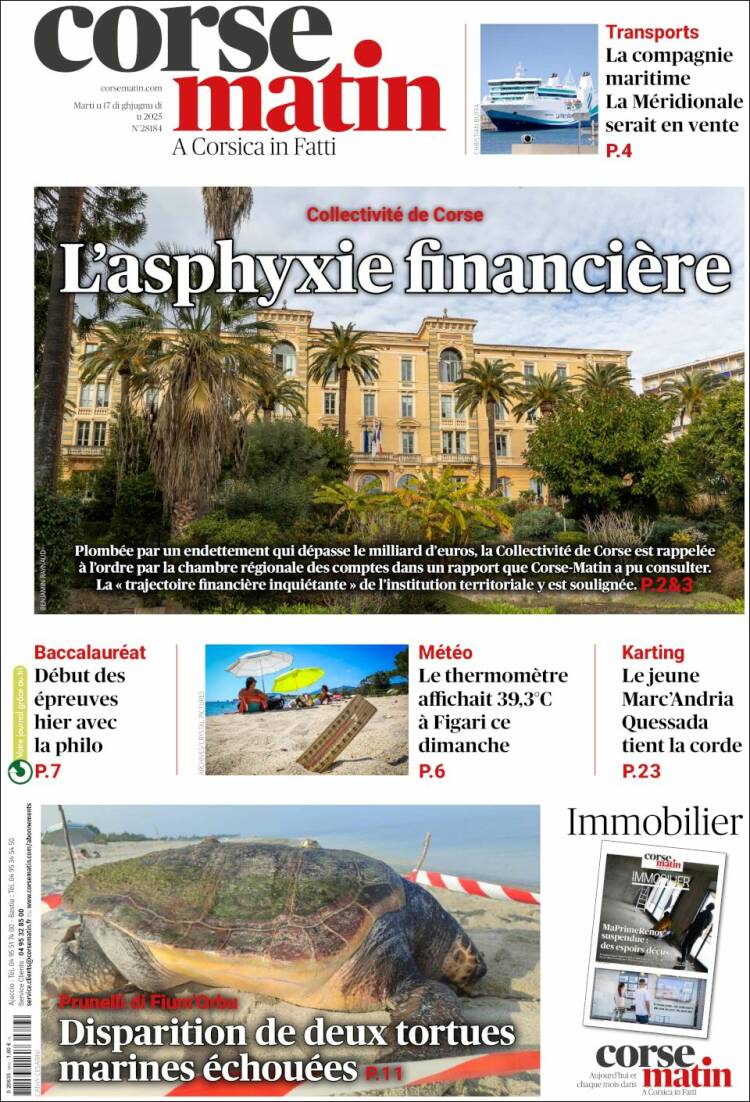 Portada de Corse-Matin (France)