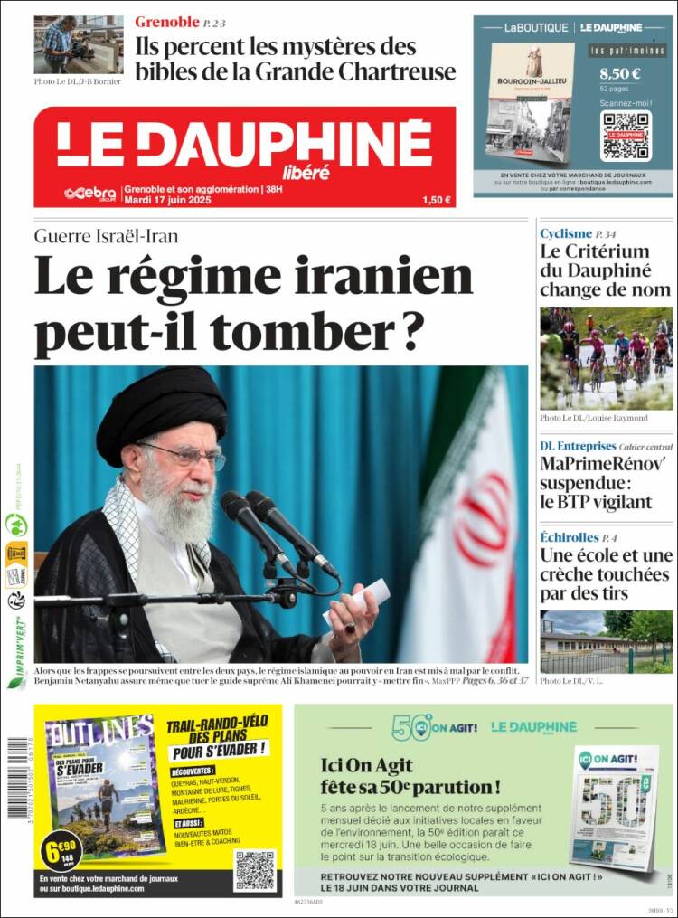 Portada de Le Dauphiné Libéré (France)
