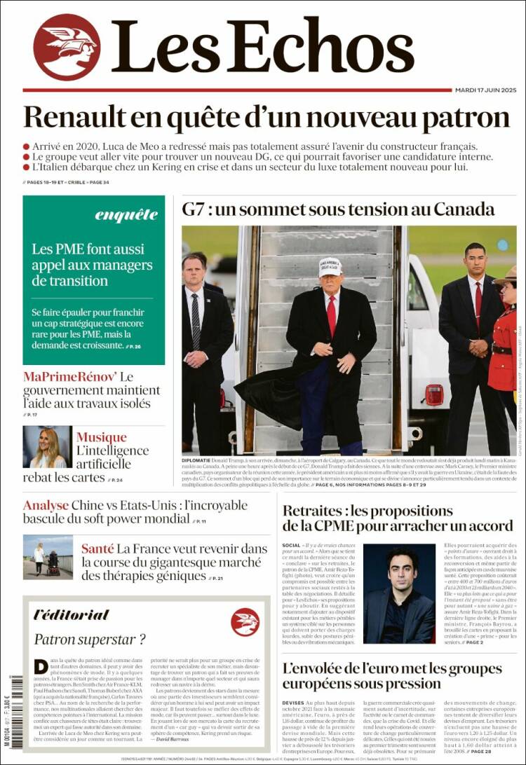 Portada de Les Echos (France)