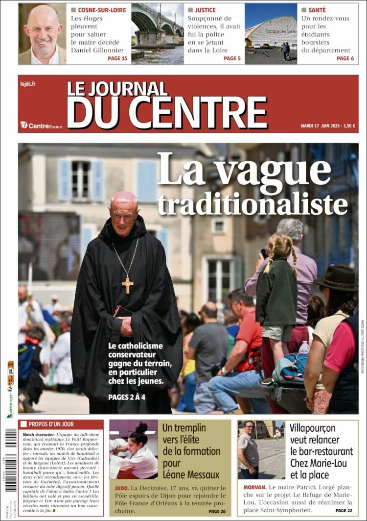 Portada de Le Journal du Centre (Francia)