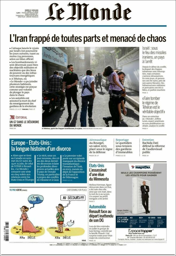Portada de Le Monde (France)