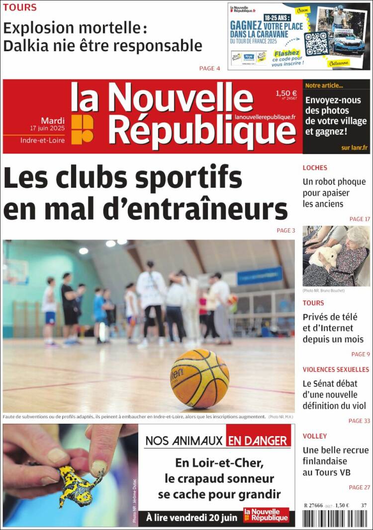 Portada de La Nouvelle Republique (France)