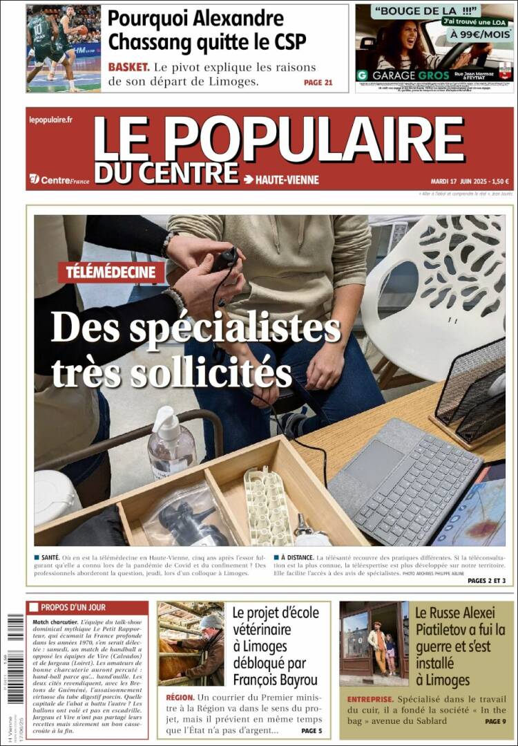 Portada de Le Populaire du Centre (France)