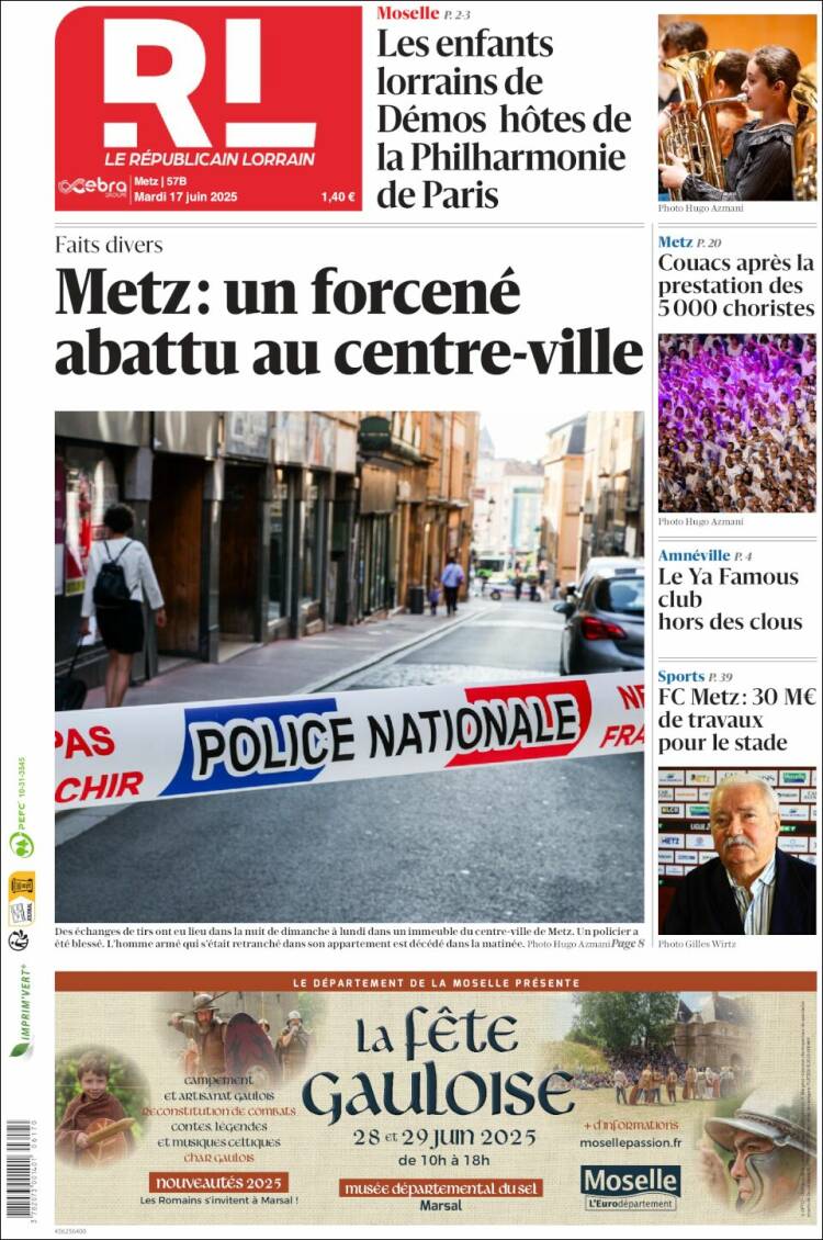 Portada de Le Republicain Lorrain (Francia)