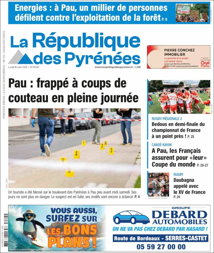 Portada de La République des Pyrénées (France)