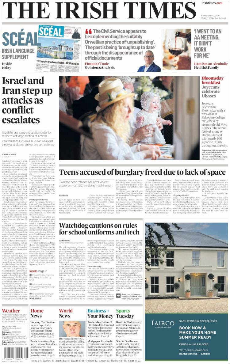 Portada de Irish Times (Ireland)