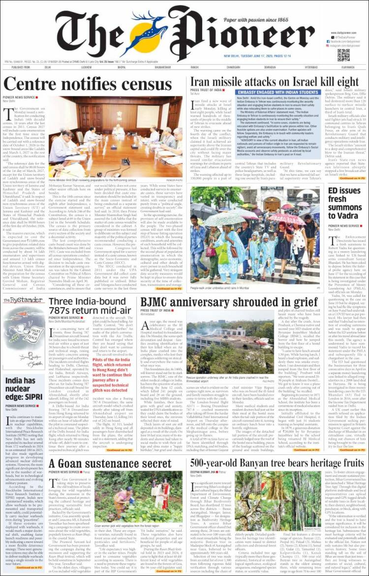 Portada de The Pioneer (India)