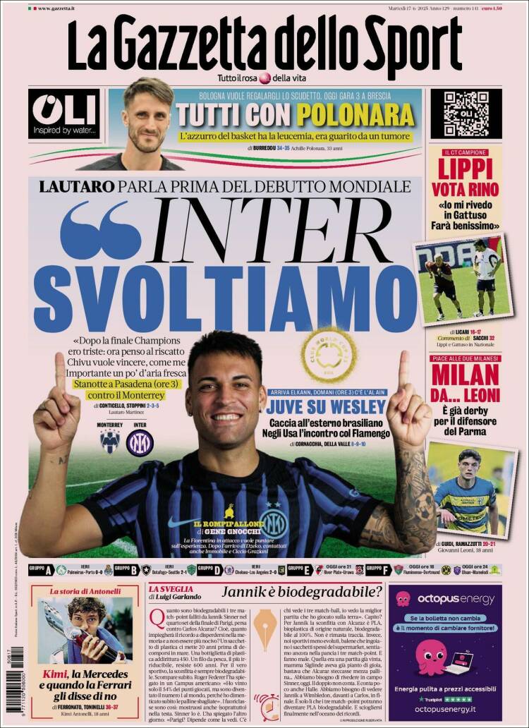 Portada de La Gazzetta dello Sport (Italy)