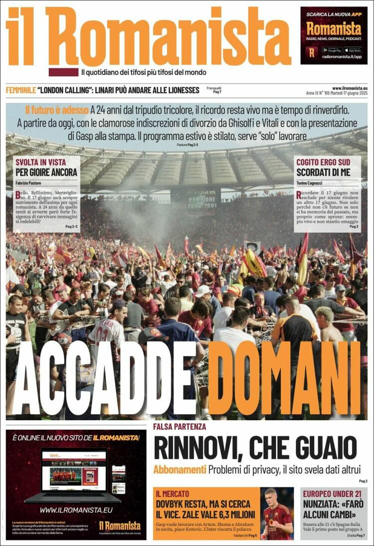 Portada de Romanista (Italy)