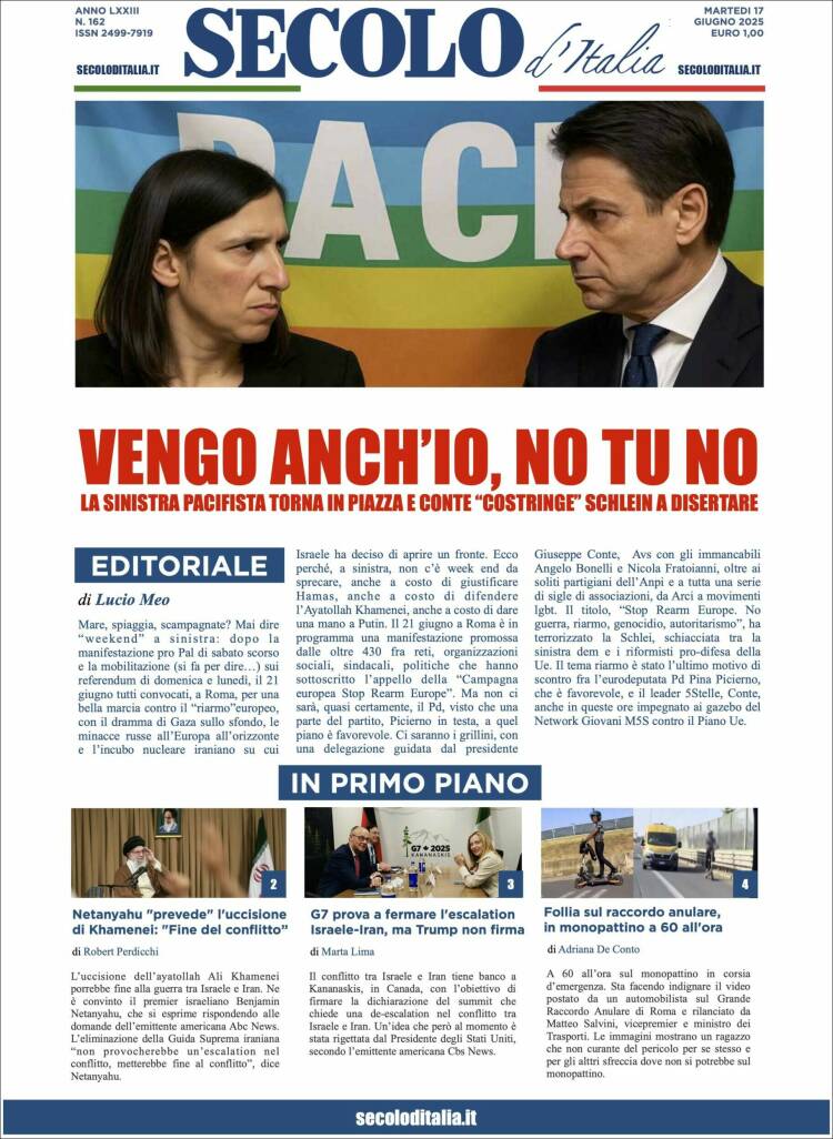 Portada de Secolo d'Italia (Italy)