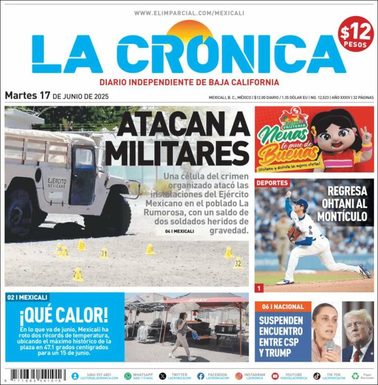 Portada de La Crónica de Baja California (México)