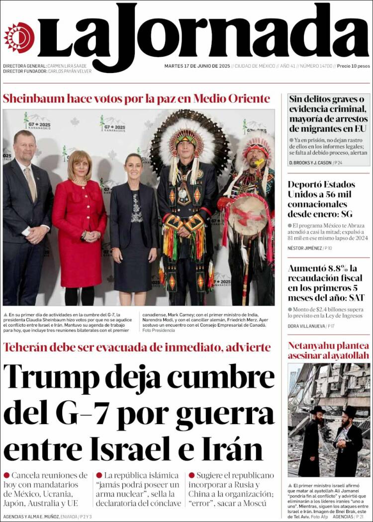 Portada de La Jornada (México)