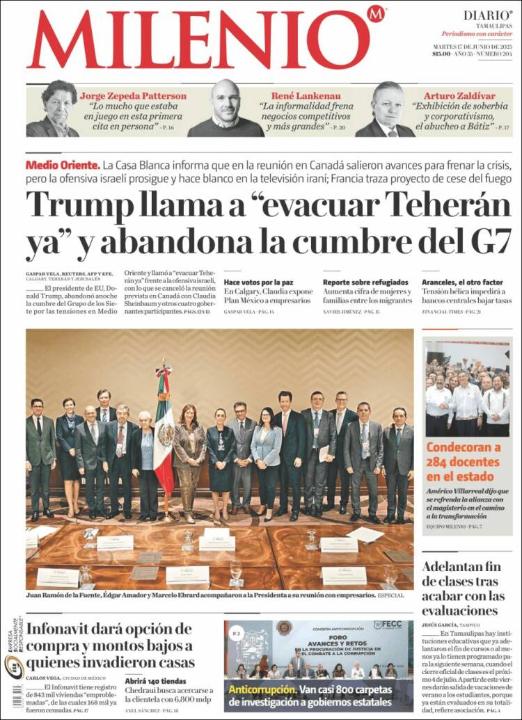 Portada de Milenio - Tamaulipas (México)