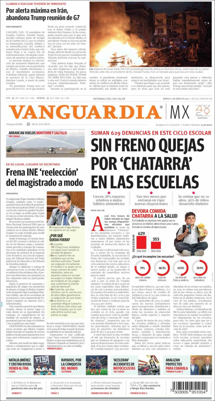 Portada de Vanguardia (México)