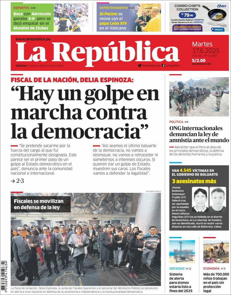 Portada de La Republica (Perú)